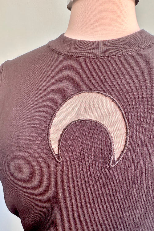 Black Moon Cutout Short Sleeve Sweater