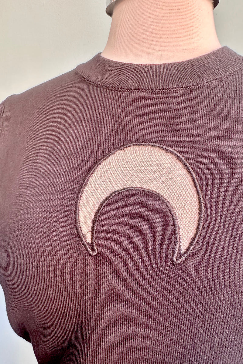 Black Moon Cutout Short Sleeve Sweater
