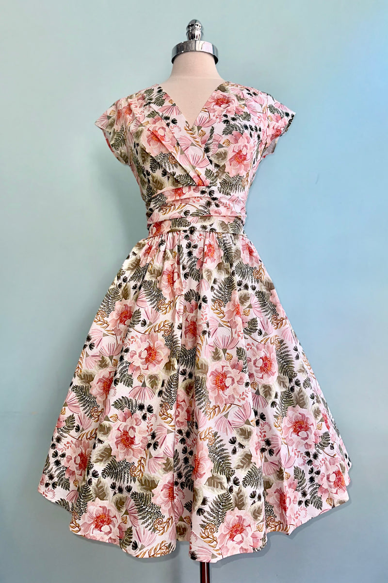 Pink and Green Floral Greta Dress by Retrolicious