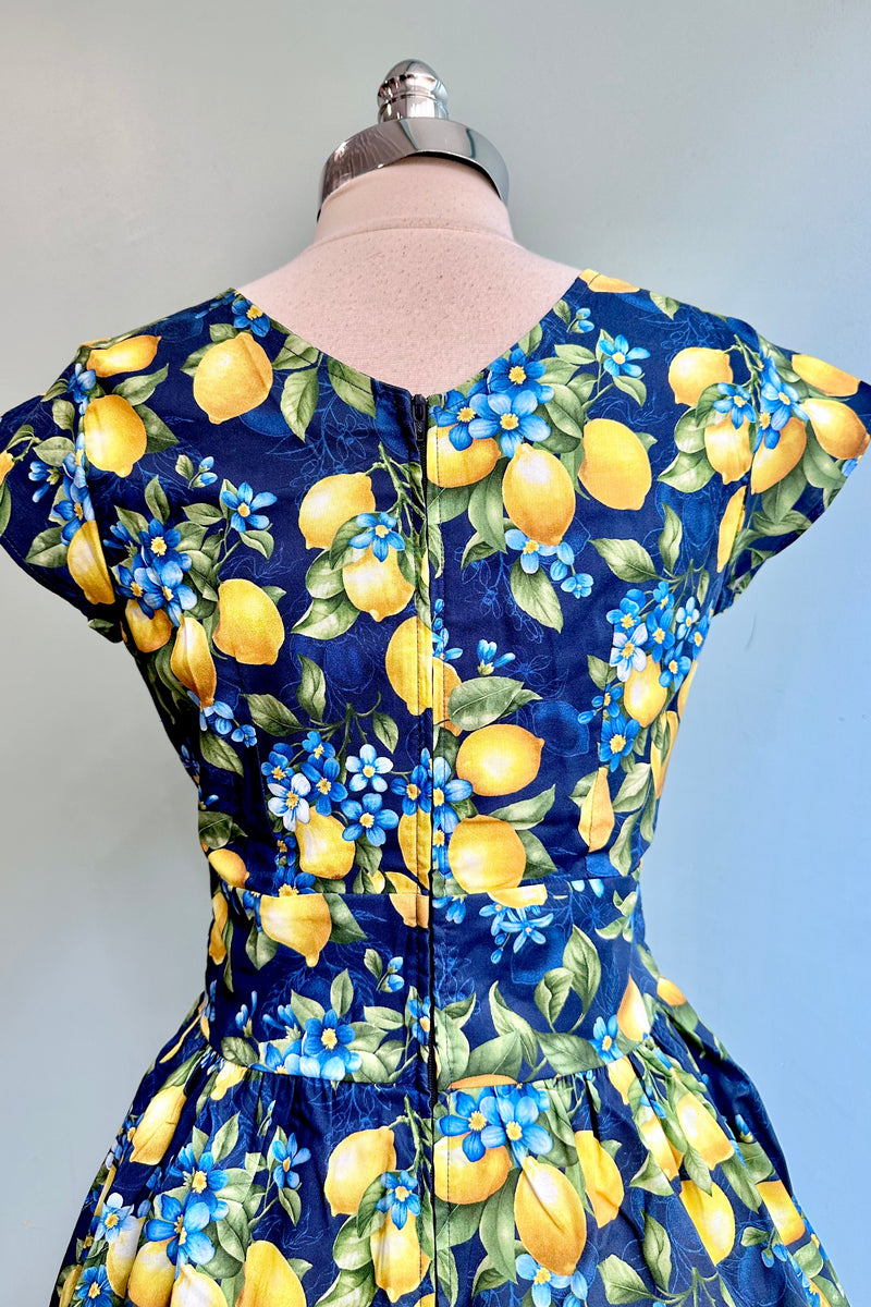 Navy Lemons Greta Dress by Retrolicious