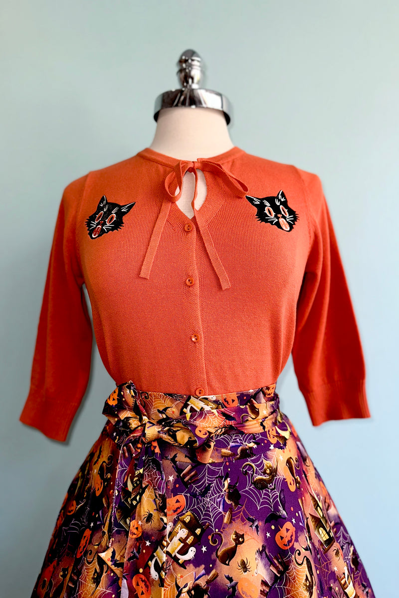 Orange Scaredy Cat Mia Cardigan by Banned