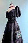 Black Puff Sleeve Brocade Dress