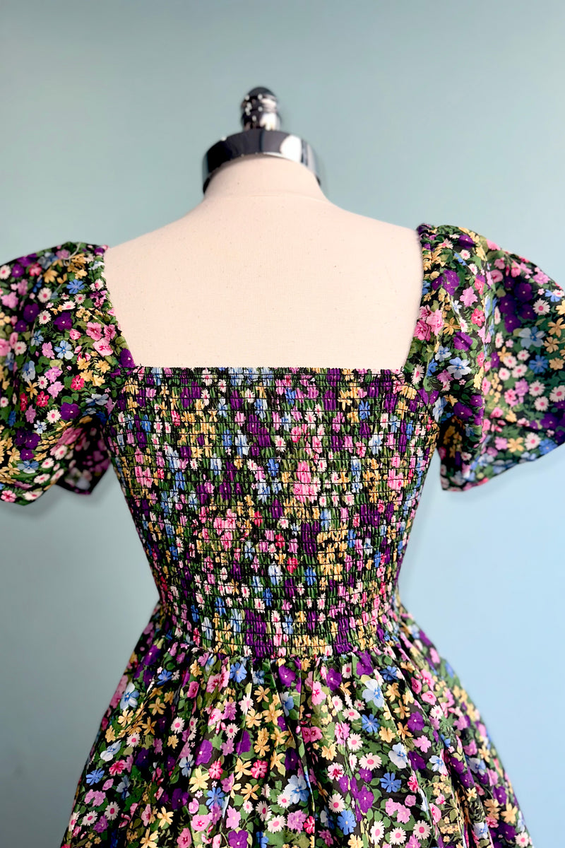 Purple Ditsy Floral Smocked Dress