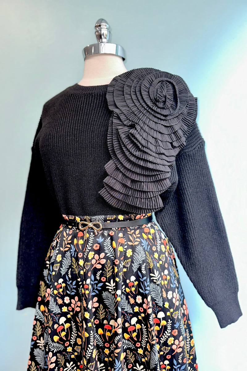 Black Rosette Sweater by Molly Bracken