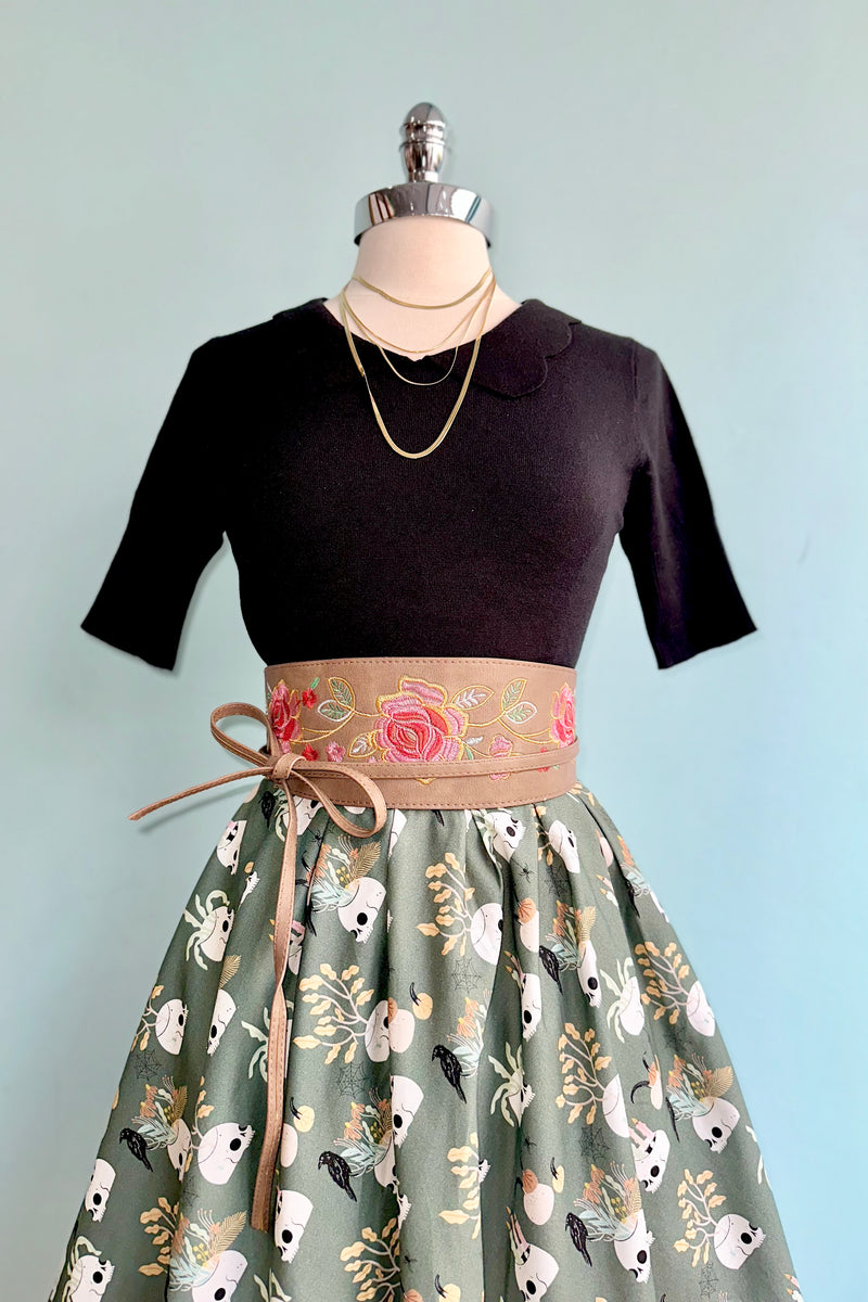 Skulls and Candles Doris Skirt in Green by Retrolicious