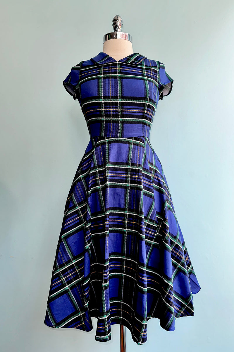 Blue and shop black plaid dress