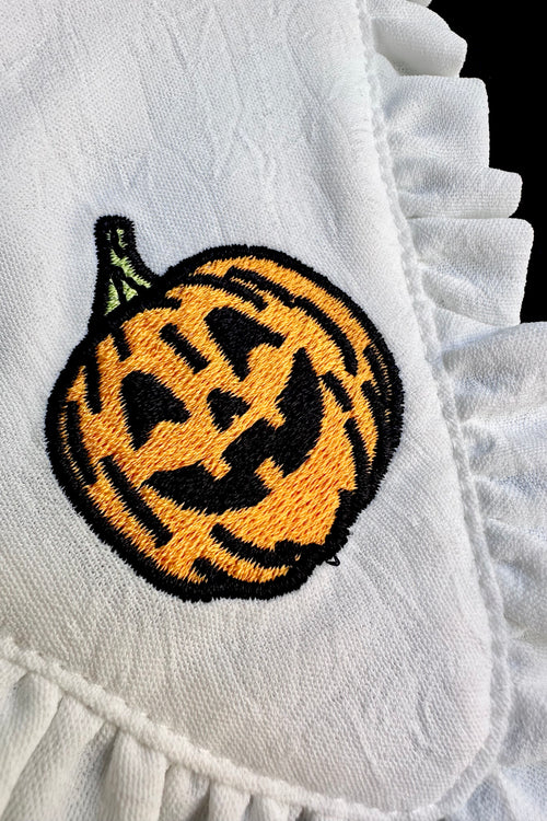 Pumpkin Embroidered Oversized Collar Blouse