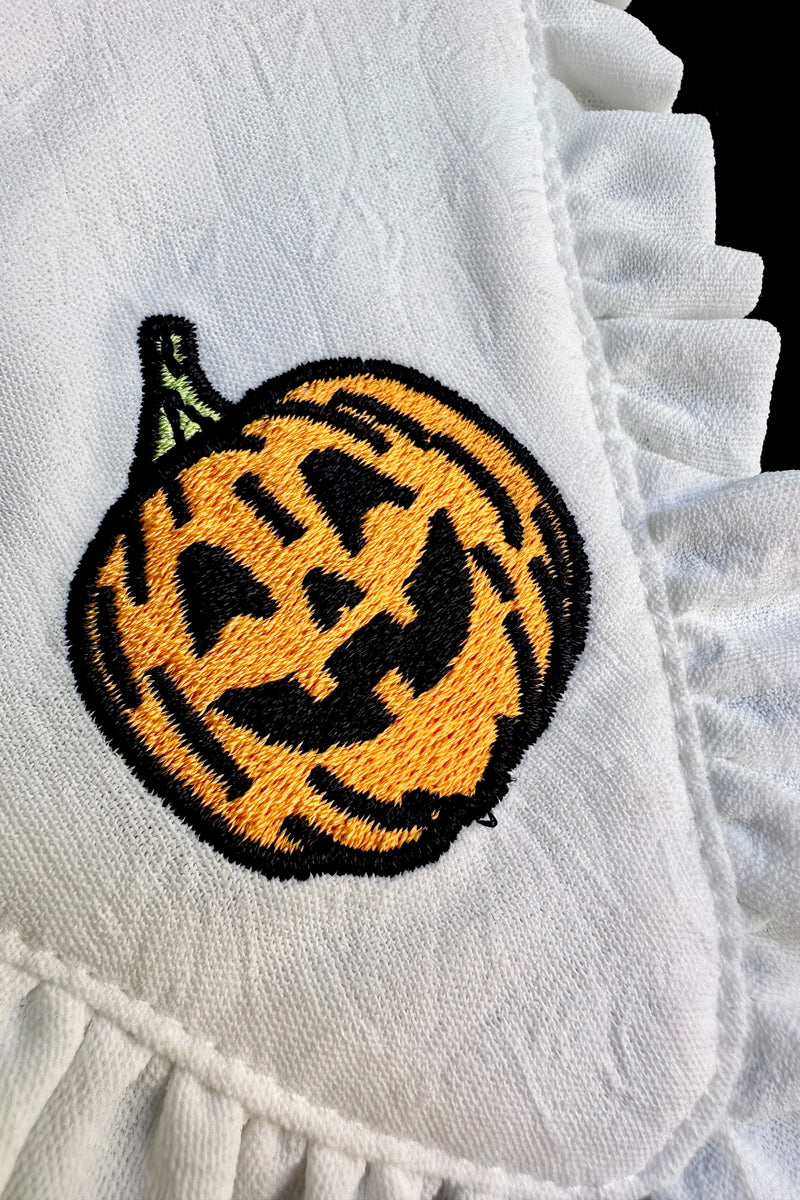 Pumpkin Embroidered Oversized Collar Blouse
