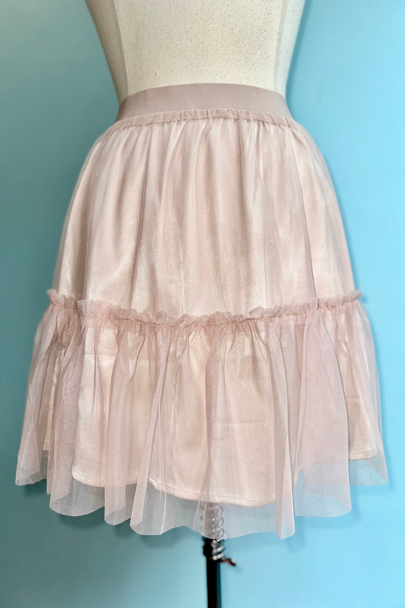 Blush Layered Mesh Mini Skirt