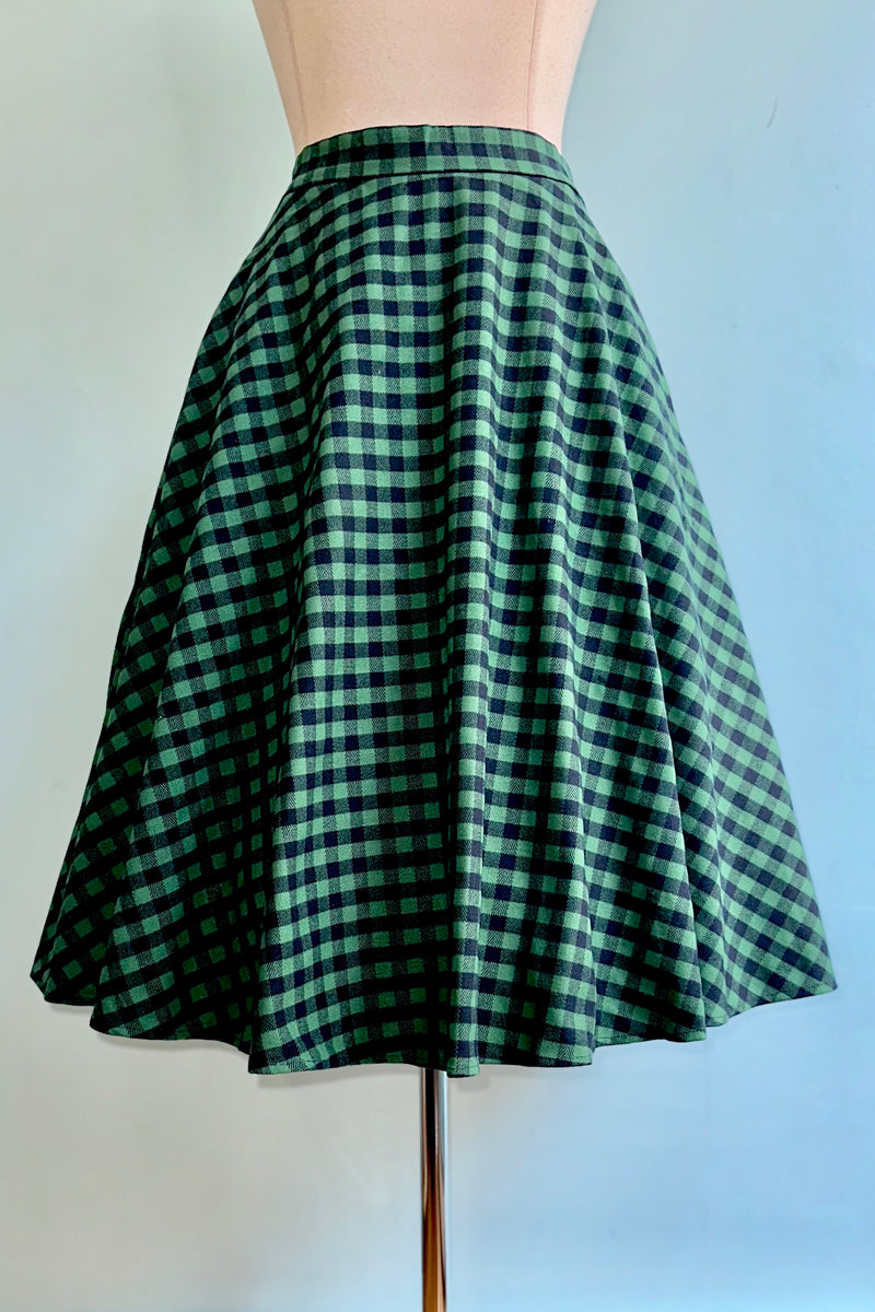 Navy and Green Check Full Skirt by Tulip B.