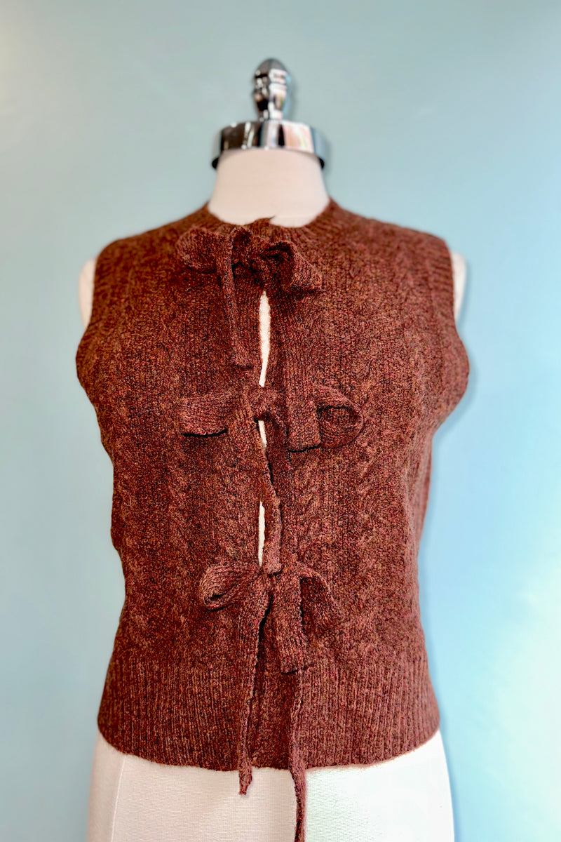 Chestnut Knit Tie Front Vest