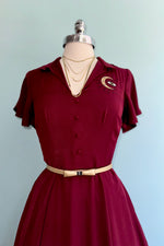 Burgundy Evil Eye Flutter Sleeve Dress