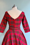 Red Plaid Stretch Fabric 50's Dress