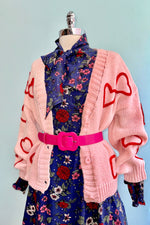 Red Heart Cardigan in Pink