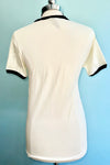 Sorry I'm Booked (Worm) Ringer T-Shirt in Off-White