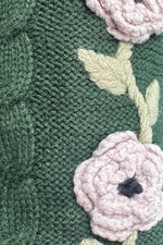 3D Flower Vine Knit Cardigan Sweater in Green