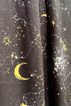 Galaxy Print Tulip Sleeve Dress in Black
