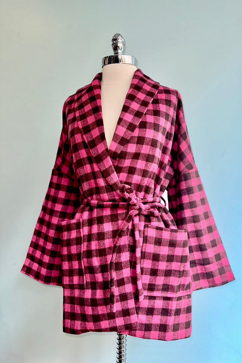 Pink Checkered Wrap Coat by Compania Fantastica