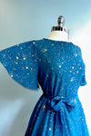 Cobalt and Gold Star Ruffle Sleeve Dress