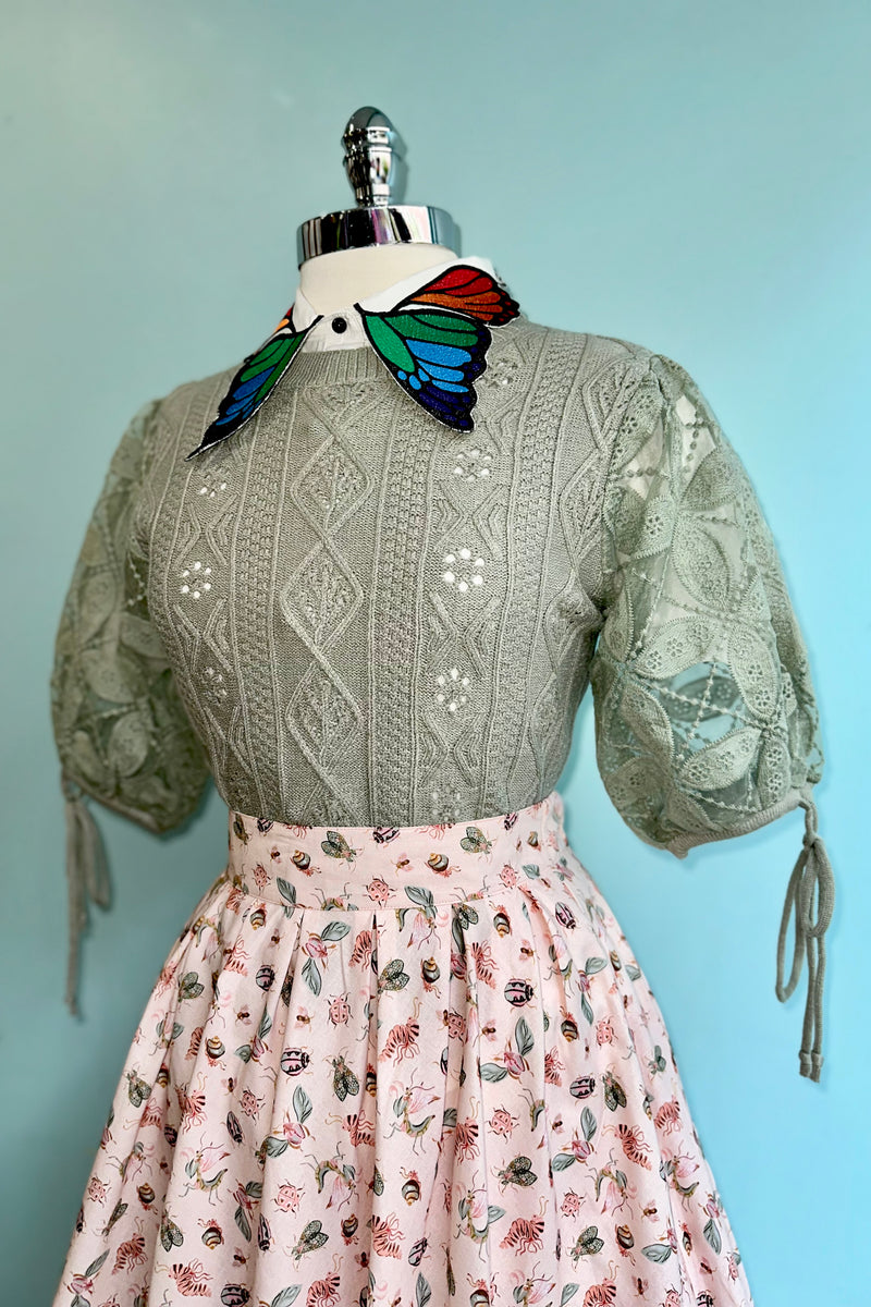 Praying Mantis and Friends Pink Doris Skirt by Retrolicious
