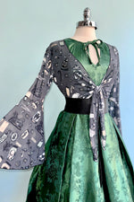 Emerald Brocade Tulip Sleeve Dress