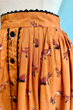 Vixey Pleated Mini Skirt in Caramel by Hell Bunny