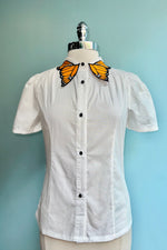 Monarch Butterfly Collar Button Down Blouse