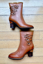 Tan Golan Leather Midi Boots by Chelsea Crew