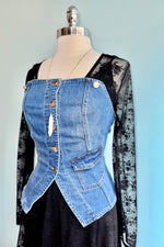 Denim Button Front Tank Vest