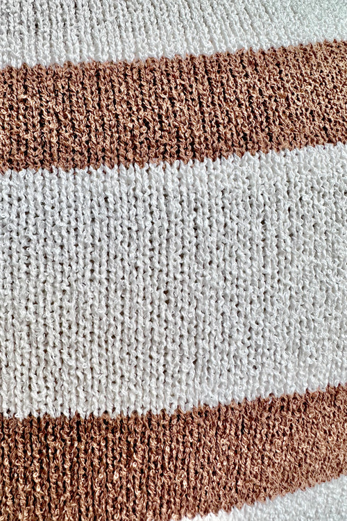 Dark Almond and Ivory Striped Cropped Sweater Vest
