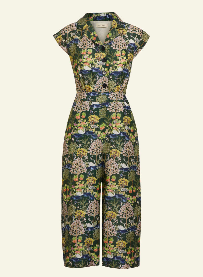 Botanical Gardens Dark Green Francesca Jumpsuit by Palava