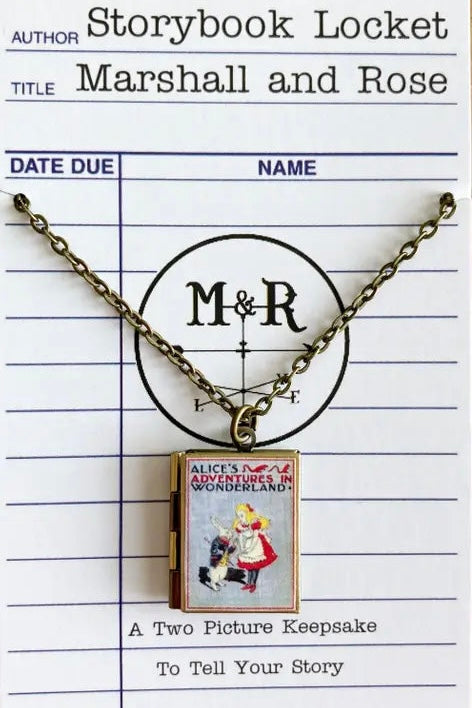 Grey Alice in Wonderland Book Locket Necklace by Marshall and Rose