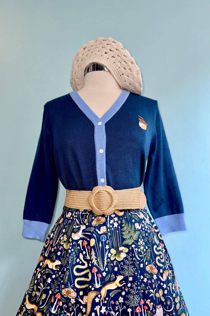 Penguin and Acorn Embroidered Leslie Cardigan by Miss Lulo