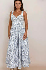 Blue Floral Bryson Midi Dress by Timeless London