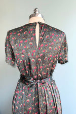 Art Nouveau Green and Pink Puff Sleeve Dress