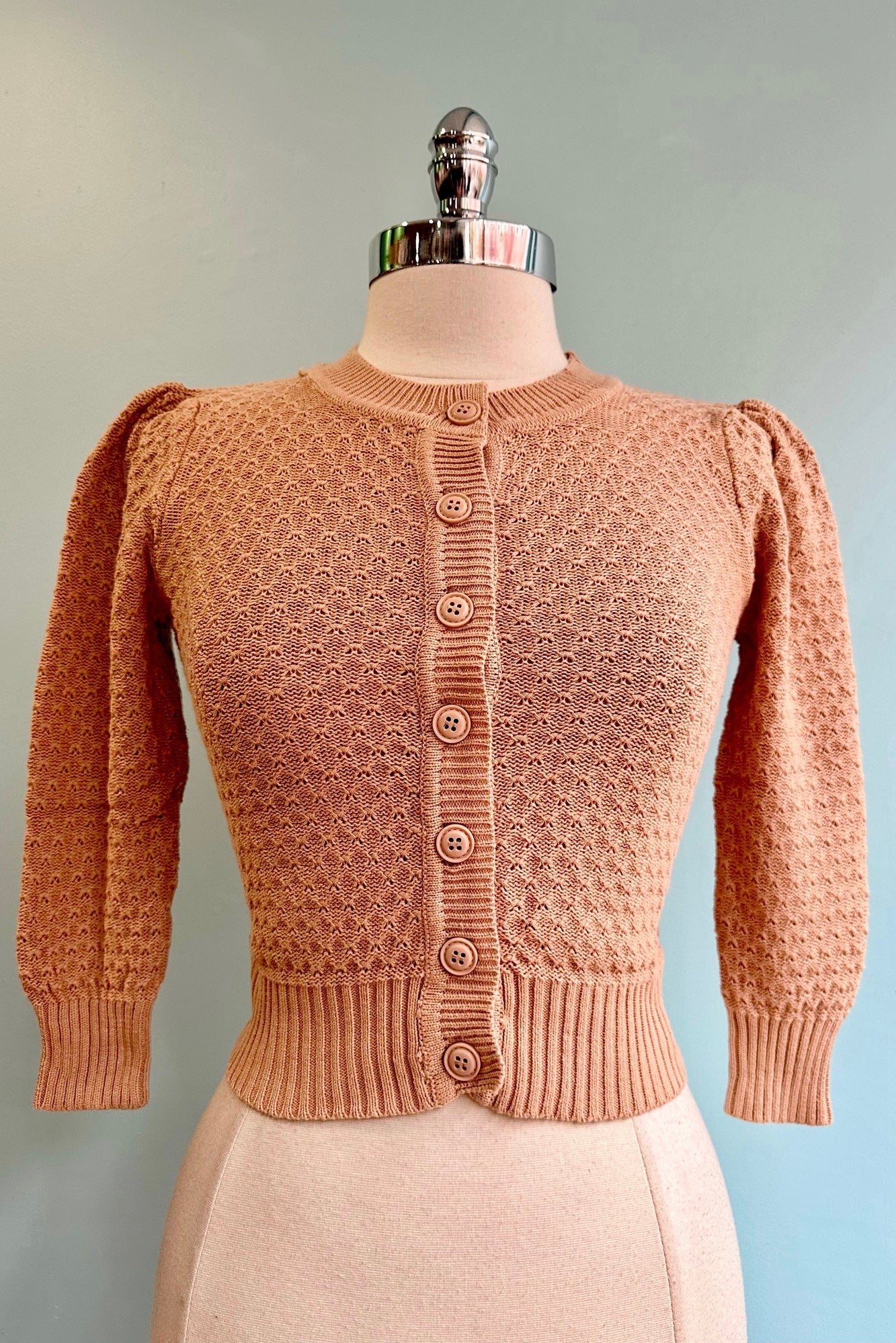 Tan Puff Sleeve Cropped Cardigan – Modern Millie
