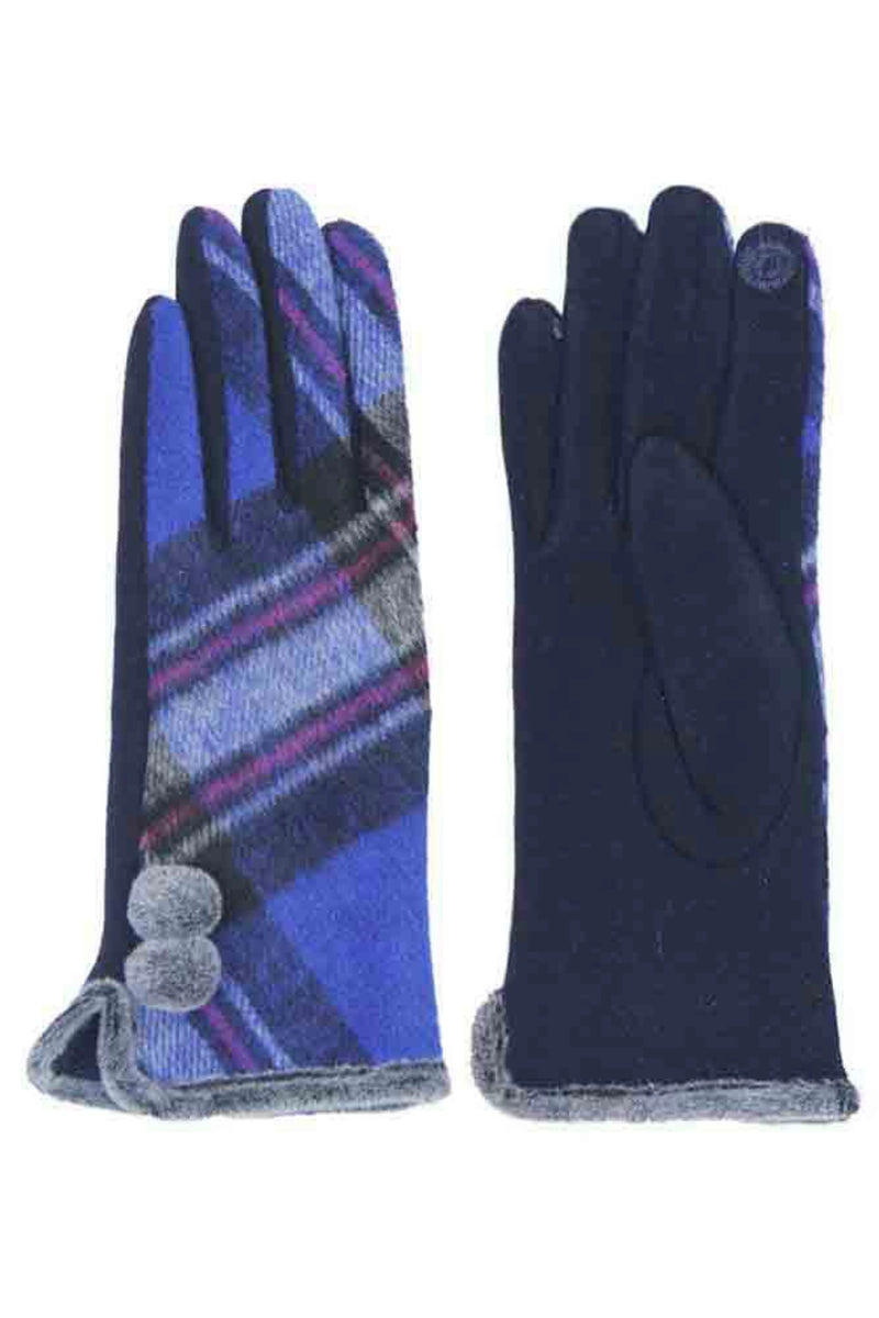 Plaid Pom Pom Winter Gloves in Multiple Colors