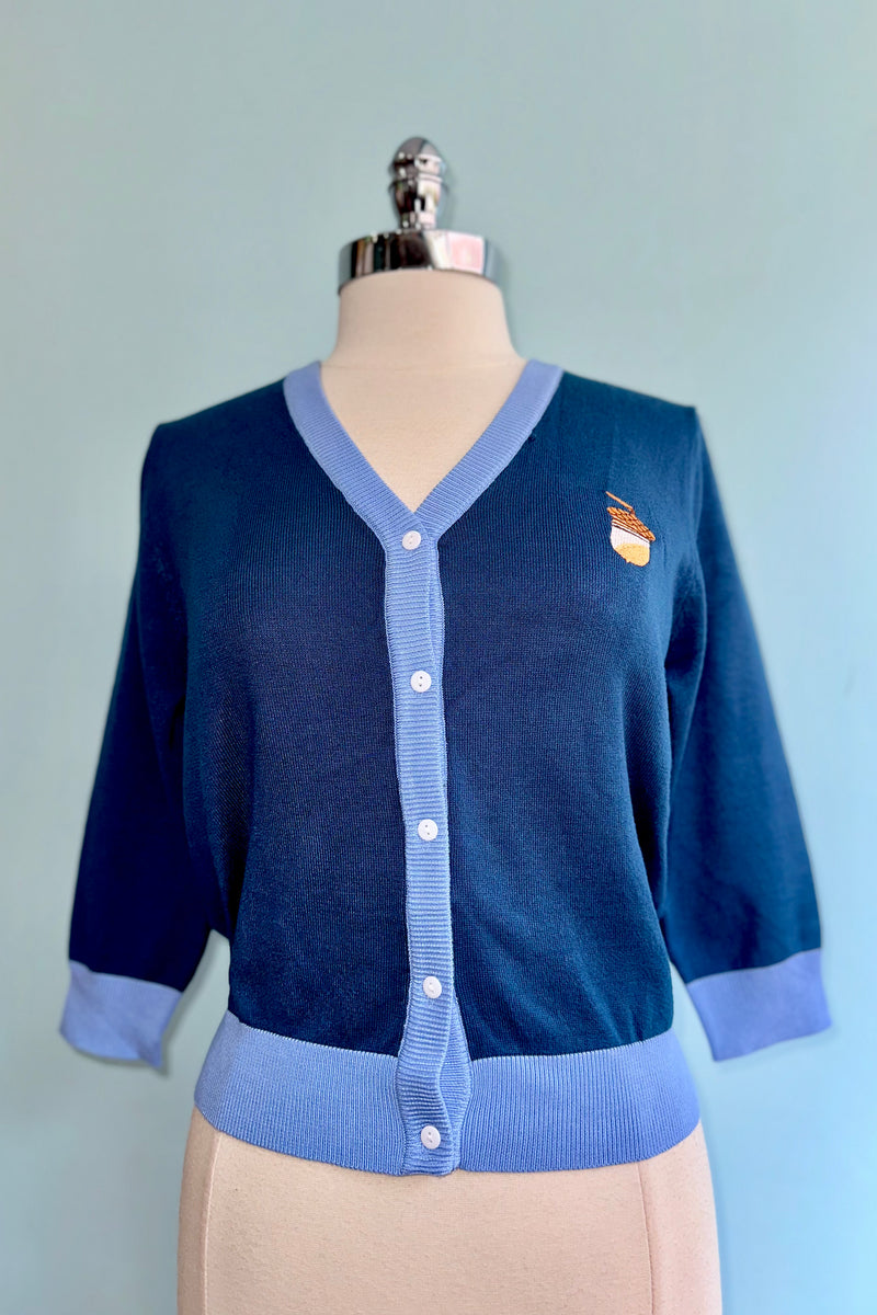 Penguin and Acorn Embroidered Leslie Cardigan by Miss Lulo