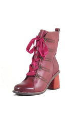 Red Geraldine Leather Midi Boots by Chelsea Crew