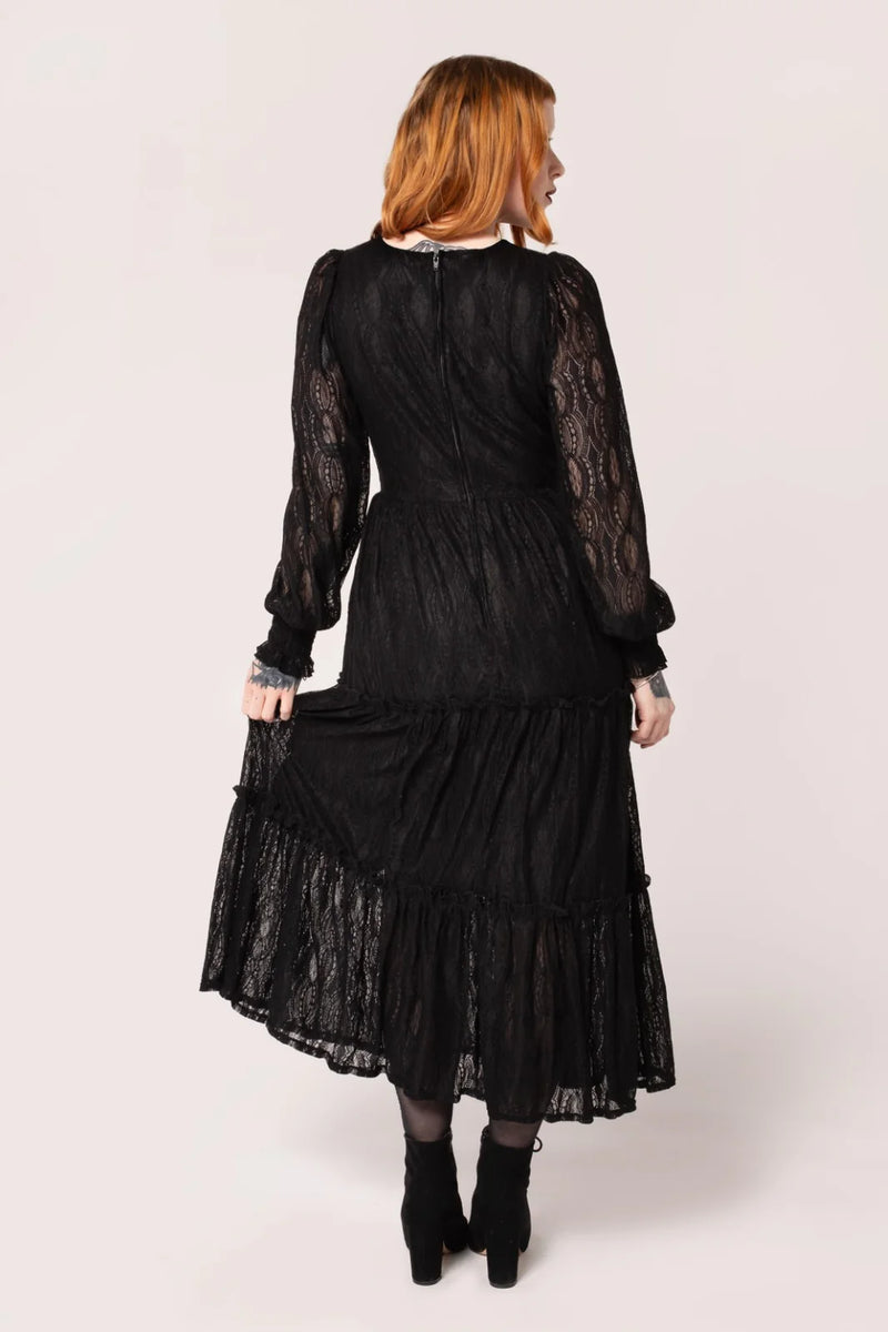 Rhea Black Lace Midi Dress by Hell Bunny