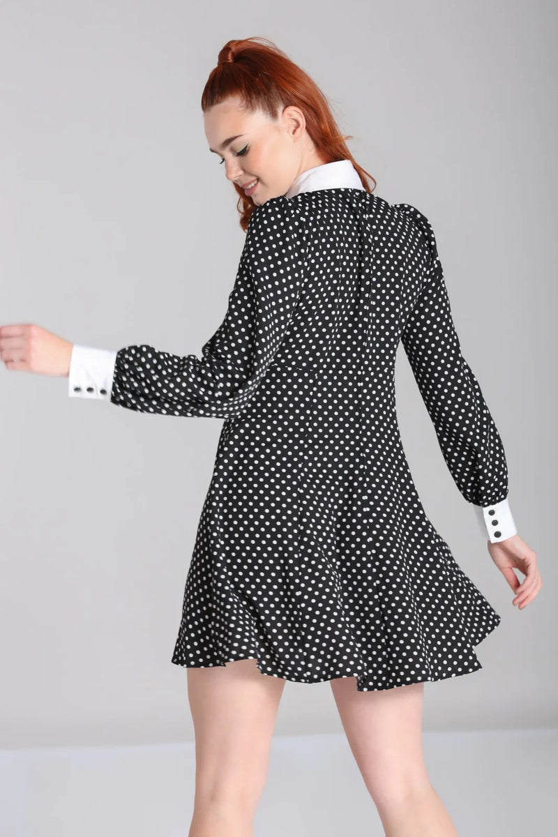 Black Polka-Dot Naomi Mini Dress by Hell Bunny