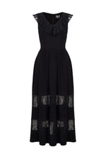 Black Lace Mortem Midi Dress by Hell Bunny