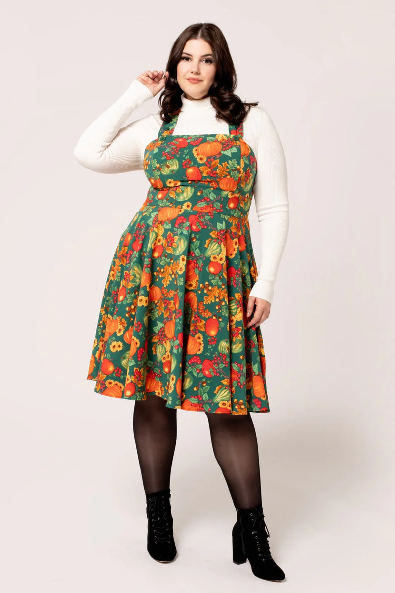 Autumn Leaves Pinafore Dress by Hell Bunny Modern Millie Autumn Leaves Pinafore Dress by Hell Bunny Modern Millie