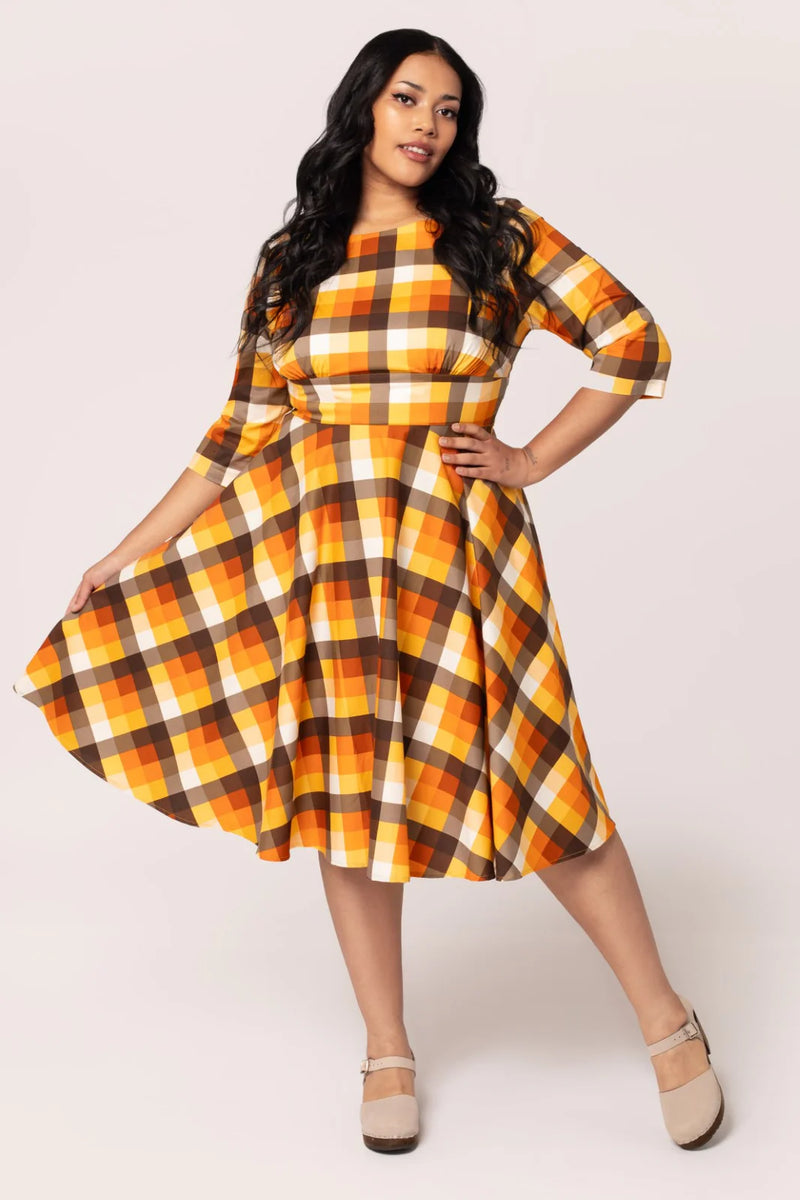 Darlene Orange Plaid Dress by Hell Bunny – Modern Millie Darlene Orange Plaid Dress by Hell Bunny – Modern Millie