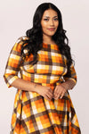 Darlene Orange Plaid Dress by Hell Bunny