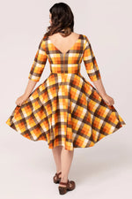 Darlene Orange Plaid Dress by Hell Bunny