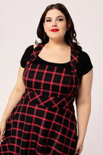 Red Plaid Janine Pinafore Dress by Hell Bunny