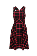 Red Plaid Janine Pinafore Dress by Hell Bunny