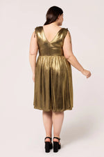 Gigi Gold Midi Dress by Hell Bunny