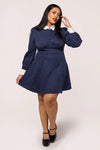 Navy Pinstripe Costello Mini Dress by Hell Bunny